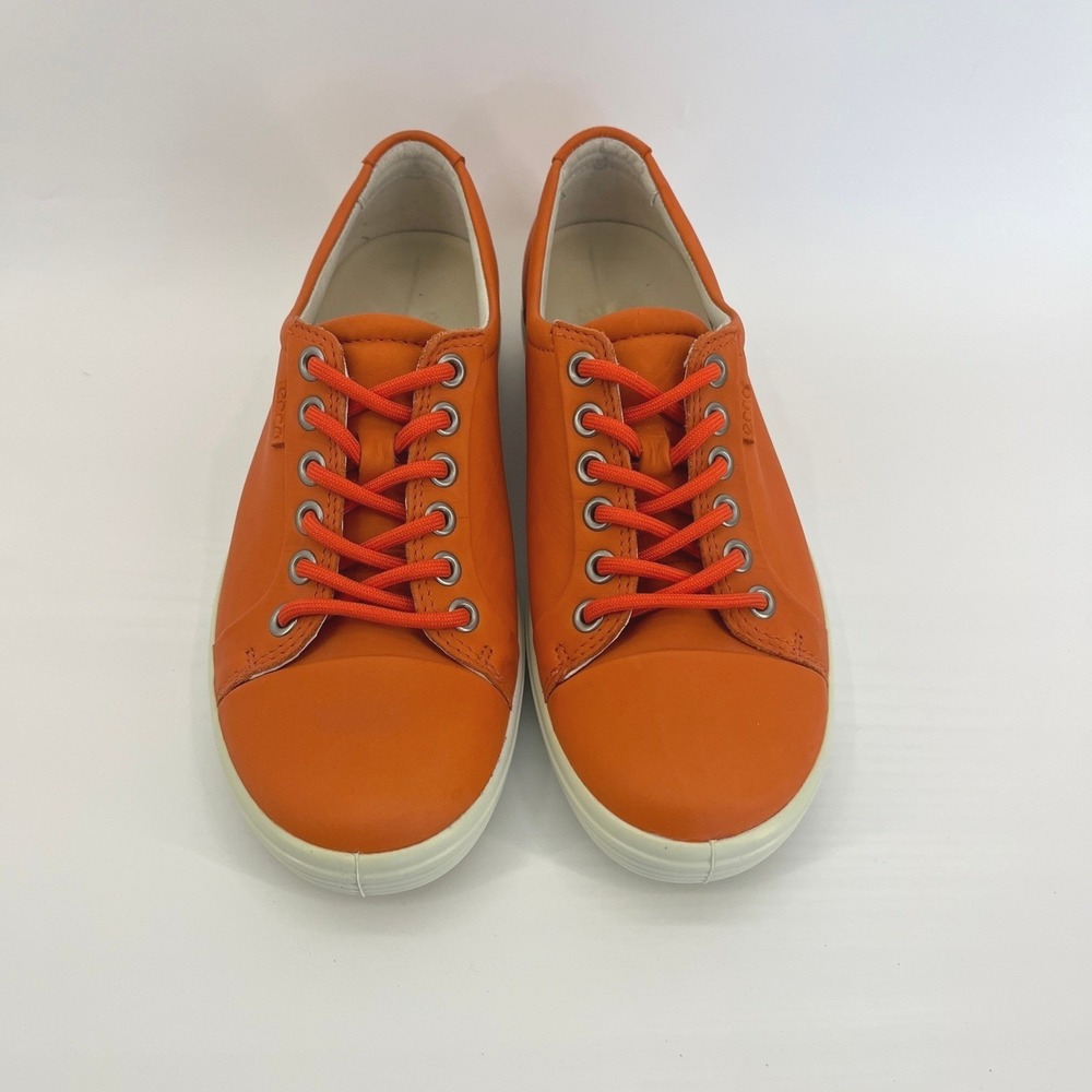 ECCO Soft 7 Women's Sneaker Orange Leather Comfort Casual Walking Shoes Size 5 - Picture 3 of 9